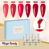 ACOS Gel Polish 6pcs Set (Red Colour ) - Lashmer